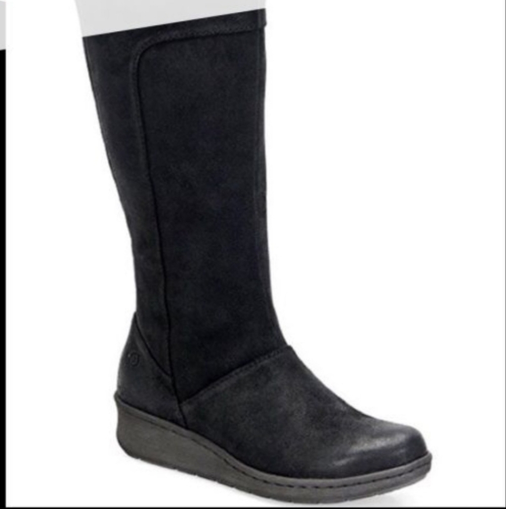 Born Black Women's Brandenbu TallWedge Boots Shoes Sz 8